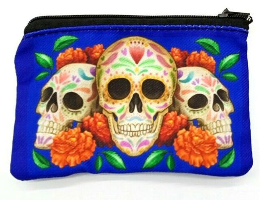 3 Skulls Printed Purse Bag