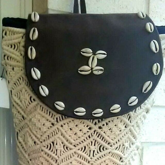 Macramé Kauris Leather Backpack