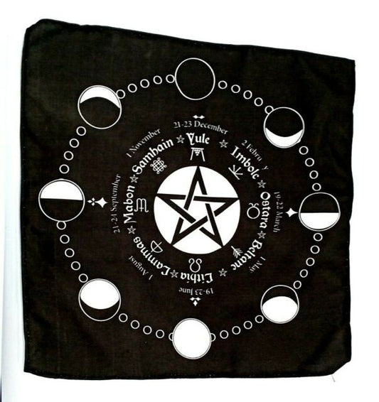 Pentacle Moon Phases Pagan Calendar Altar Cloth Small