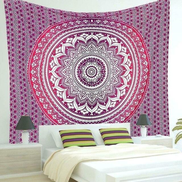 Pink and White Mandala Tapestry