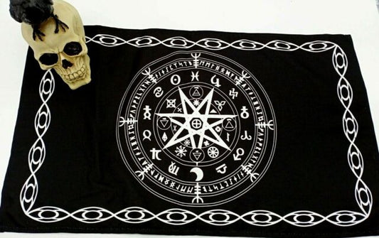Heptagram Runes Altar Cloth