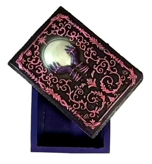 Pink Crystal Ball Wooden Engraved Box