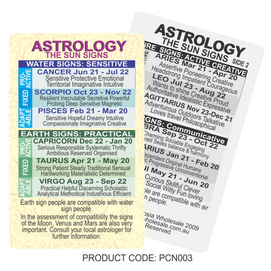 3 x Astrology Guide Chart Pocket