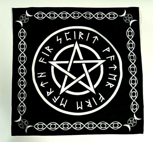 Pentacle Runes Altar Cloth Squared