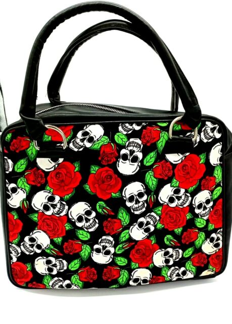 Large Rose Skull Synthetic Leather Hand Bag