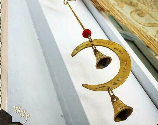 Crescent Moon Wicca Brass Wind Chime Bell