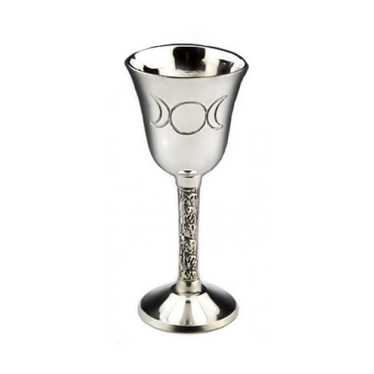Large Engraved Triple Moon Goblet Chalice